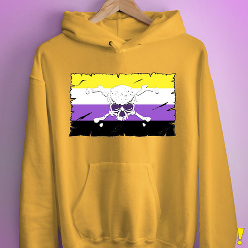 Nonbinary Pride Pirate Flag Hoodie - Mustard